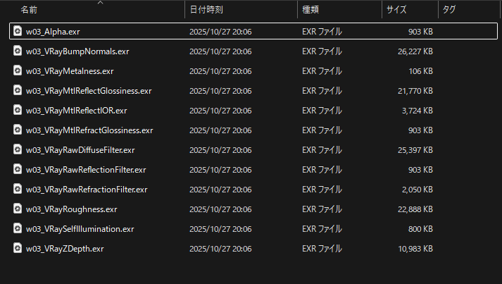 PBRマテリアルの各チャンネルにベイクされたテクスチャーが生成できました