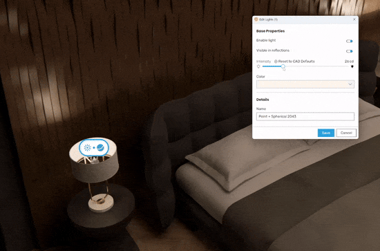 ライト編集のリアルタイムビュー