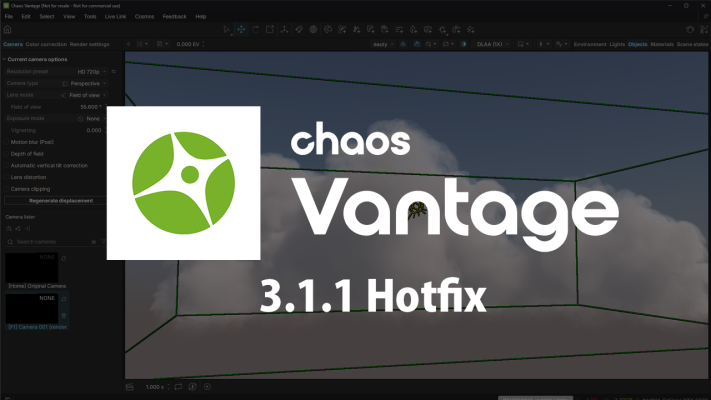Chaos Vantage 3, update 1の hotfix 1 (v3.1.1) がリリース